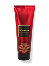 A tube of Bourbon Ultimate Hydration Body Cream by Bath & Body Works with a red label.
